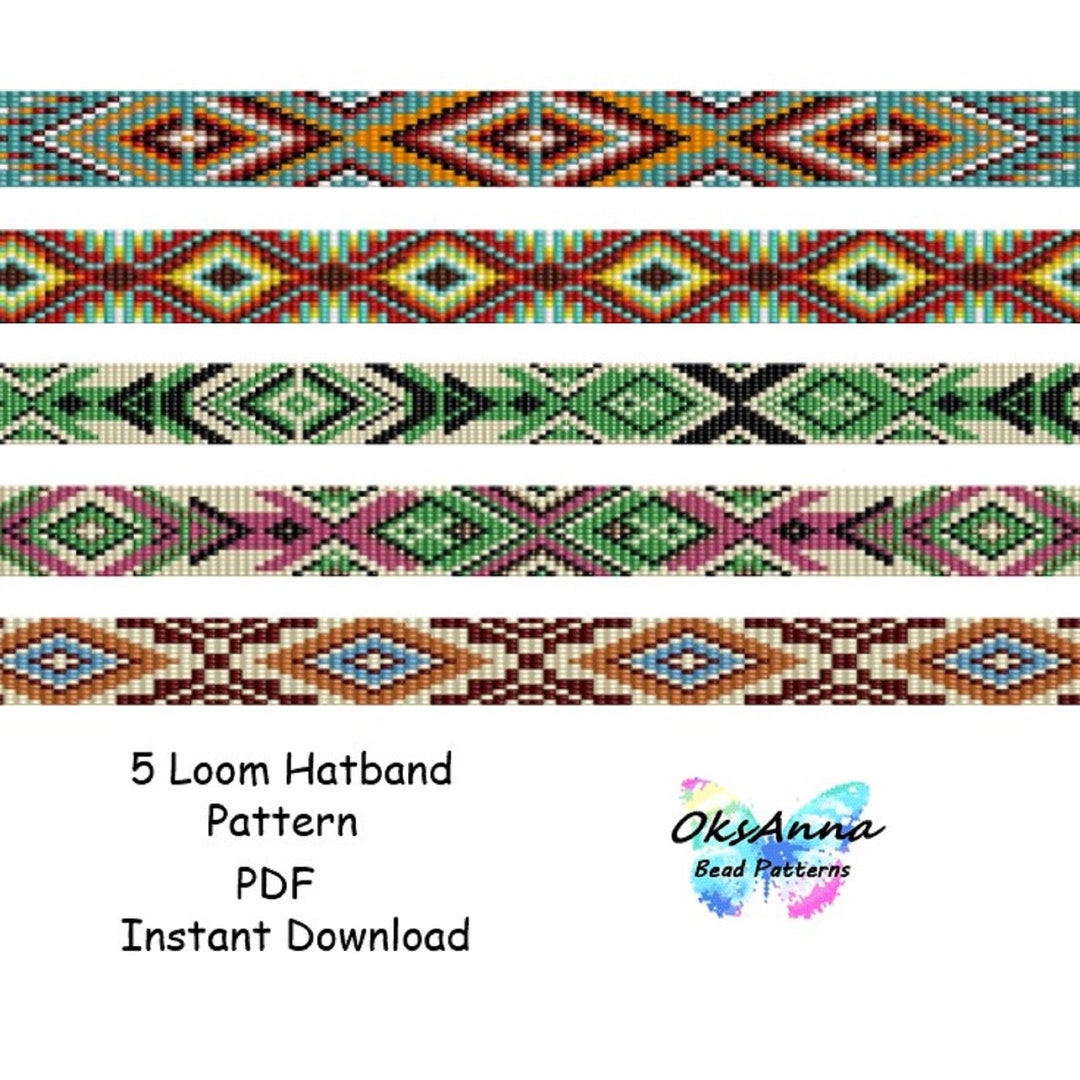 Beading Hatband Pattern Bead Loom Hatband Miyuki Pattern Beading ...