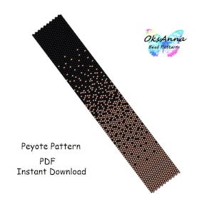 Peyote bracelet pattern Black gold Beadweaving pattern Even count peyote stitch Miyuki bracelet diy Beading tutorial Beadwork jewelry design