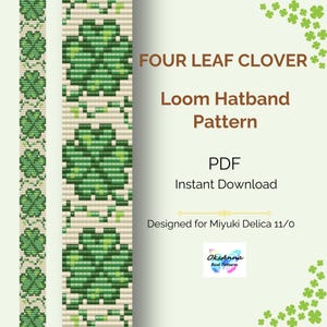 Four Leaf Clover Beaded Hatband Pattern PDF – Lucky Seed Bead Loom Design