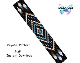 Patrón de pulsera Miyuki Delica Peyote, tutorial de tejido de cuentas (patrón en PDF)