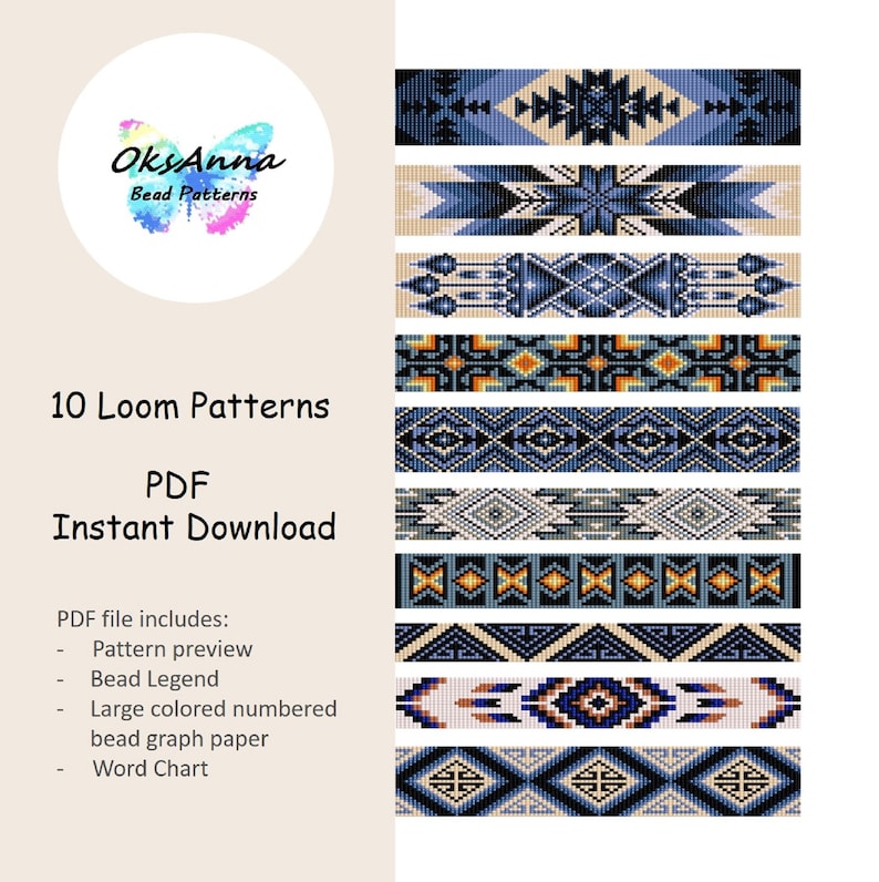 Loom Bracelet Patterns PDF | 10 Miyuki Seed Bead Designs | Bead Loom Pattern Bundle | Instant Download image 2