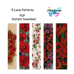Seed bead bracelet loom pattern Beading pattern Miyuki pattern Beadweaving pattern Bead bracelet pattern Loom stitch Beadwork pattern