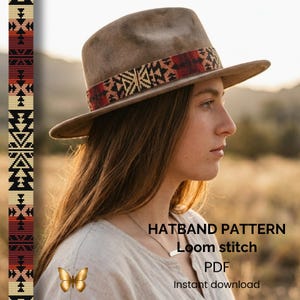 Patroon voor een hoedband van kralen (PDF) | Hoedband van Miyuki Loom | Hoedaccessoire van cowboykralen