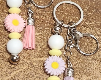 Flower Silicone Beaded Keychain