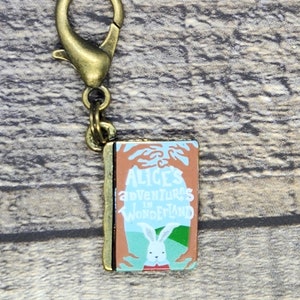 Metal Classic Book Zipper Pull Charms Alice's Adventures