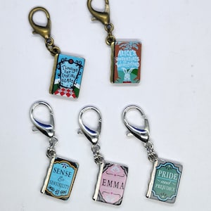 Metal Classic Book Zipper Pull Charms