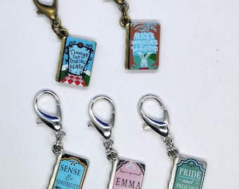 Metal Classic Book Zipper Pull Charms