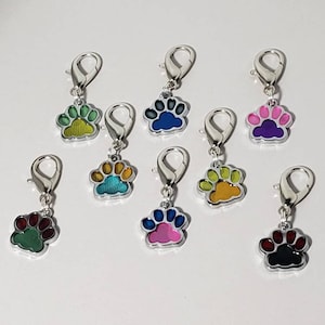 Two-Tone Paw Print Zipper Pull Charms