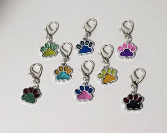 Two-Tone Paw Print Zipper Pull Charms