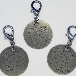Large Round Inspirational Zipper Pull Charms