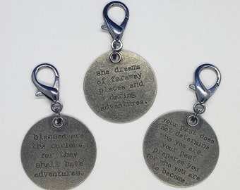 Large Round Inspirational Zipper Pull Charms