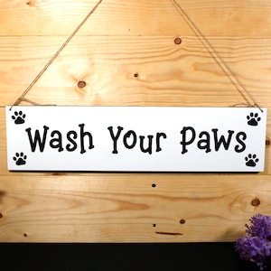 Wash Your Paws Wooden Sign, Dog Theme Signs, Dog Décor, Rustic Signs, Pet Gift Ideas, Front Door Signs, Pet Lovers Signs, Dog Grooming Signs