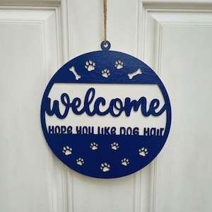 Dog Welcome Door Hanger, Dog Paw Door Hanger, Dog Welcome Front Door Sign, Dog Décor, Round Door Signs, Welcome Signs, Laser Cut Wood Décor,