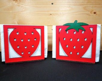 Strawberry Napkin Holder, Wood Napkin Holder, Strawberry Décor, Strawberry Table Décor, Red Napkin Holder, Laser Cut Table Décor