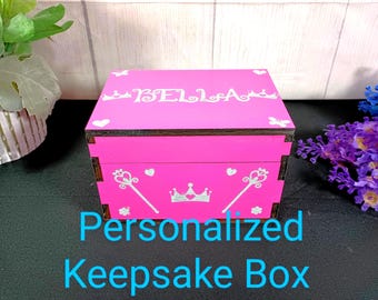 Personalized Princess Keepsake Box: Engraved Pink Jewelry Box