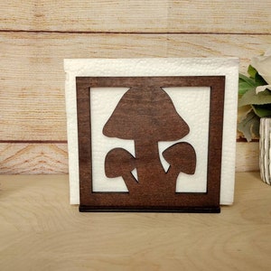 Mushroom Napkin Holder: Wooden Dining Decor, Laser Cut Plywood