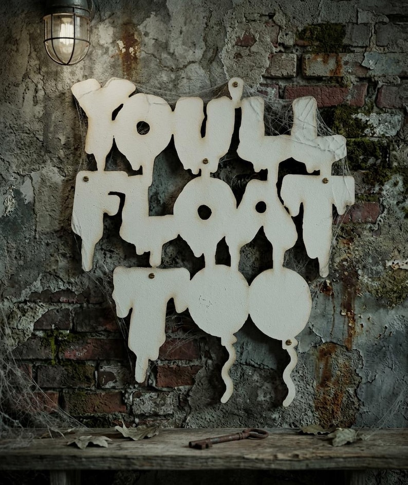 You'll Float Too Wood Cutout, We All Float Down Here Wood Cutout, IT Movie Décor, Pennywise Art, IT Wall Art, Stephen King Movie Décor image 13