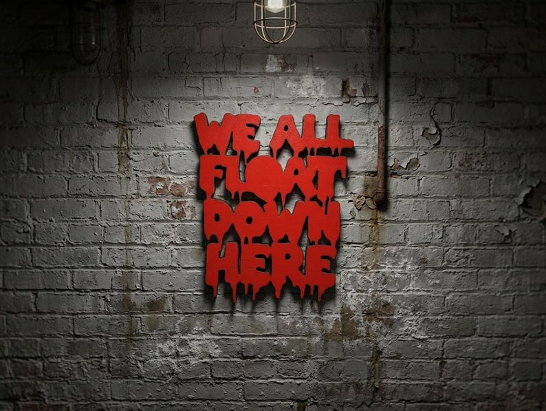 You'll Float Too Wood Cutout, We All Float Down Here Wood Cutout, IT Movie Décor, Pennywise Art, IT Wall Art, Stephen King Movie Décor image 12