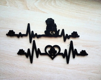 Pawprint Heartbeat Wooden Wall Decor: Pet Memorial Art