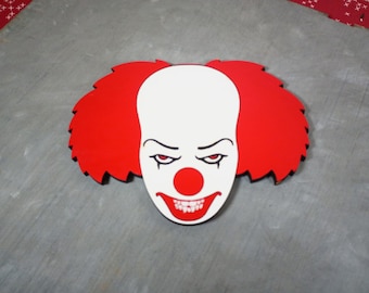 Wooden 1990 IT Pennywise Face Cutout, IT Movie Décor, Halloween Decorations, Pennywise Gifts, Tim Curry Pennywise The Clown