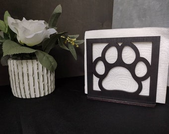 Paw Print Napkin Holder - Laser Cut Wood Napkin Holder - Pets - Dogs -  Tableware - Farmhouse - Dog Stuff - Animals - Pet Home Décor