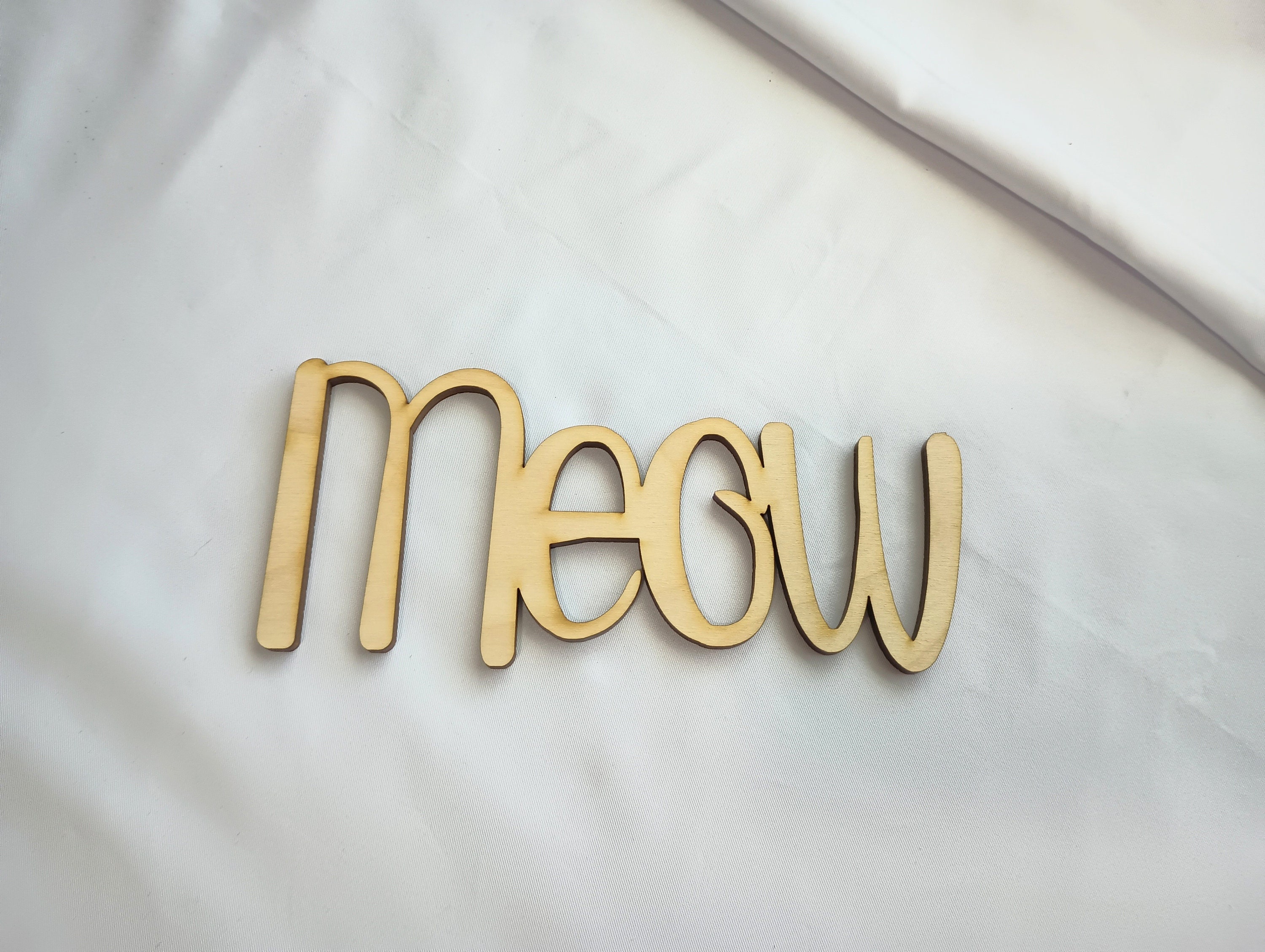 Laser Cut Wood "meow" Sign: Cat Wall Decor - Etsy