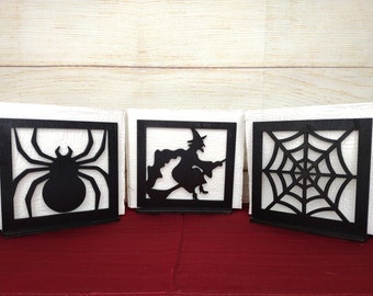 Halloween Wooden Napkin Holder: Spider, Witch, or Spiderweb
