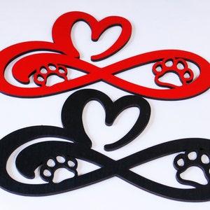 Heart Infinity Paw Prints Wood Sign - Pet Lover Decor