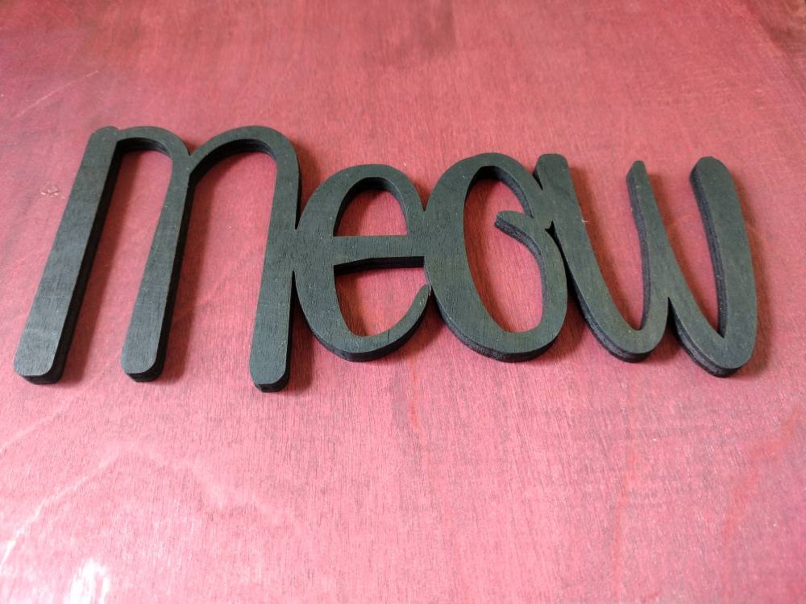 Meow Word Cut Out Laser Cut Wood Words Wood Cut Word Wall Etsy