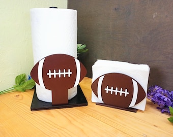 Wooden Football Napkin Holder and Paper Towel Holder, Football Table Décor, Football Dining Décor, Game Day Décor, Football Kitchen Décor