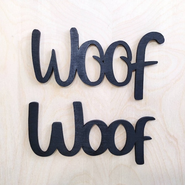 Woof Word Cut Out, Dog Mom Gifts, Dog Dad Gifts, Wood Cut Word, Wall Wood Words, Wooden Dog Sign, Wood Signs, Dog Sign, Dog Stuff, Dog Decor