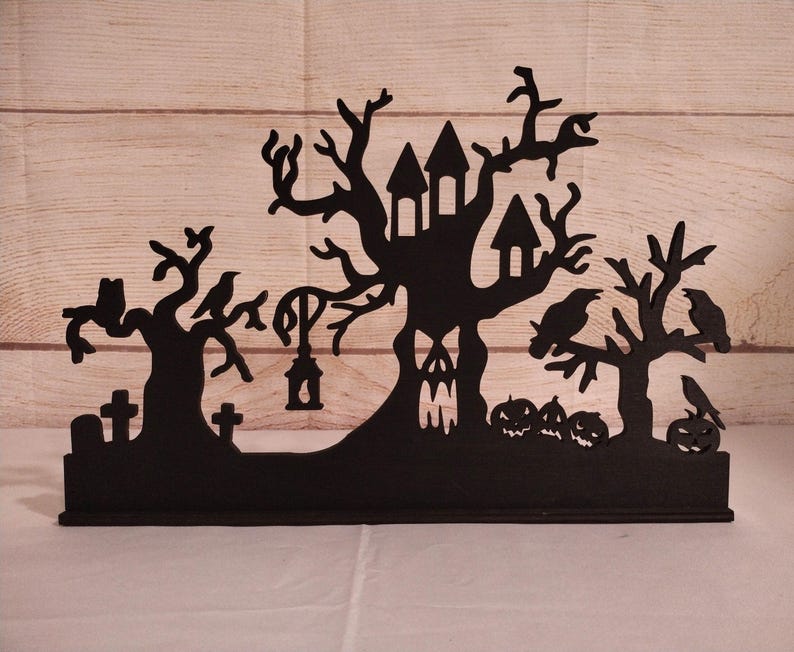 Spooky Haunted Forest Wood Display: Halloween Decor image 1