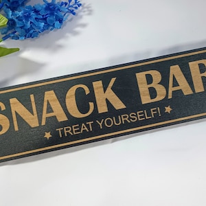 Snack Bar Wooden Engraved Sign - Treat Yourself - Kitchen Decor - Snack Signs - Wooden Signs - Home Decor Signs - Laser Engraved - Cute Sign