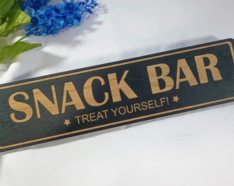 Snack Bar Wooden Engraved Sign - Treat Yourself - Kitchen Decor - Snack Signs - Wooden Signs - Home Decor Signs - Laser Engraved - Cute Sign