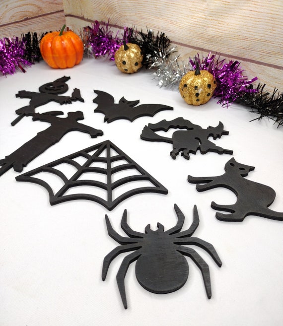 SUNNYCLUE 72-Piece Wooden Halloween Shapes - Unfinished Wood Cutouts For DIY Crafts & Party Decor (9 Styles) - View #8