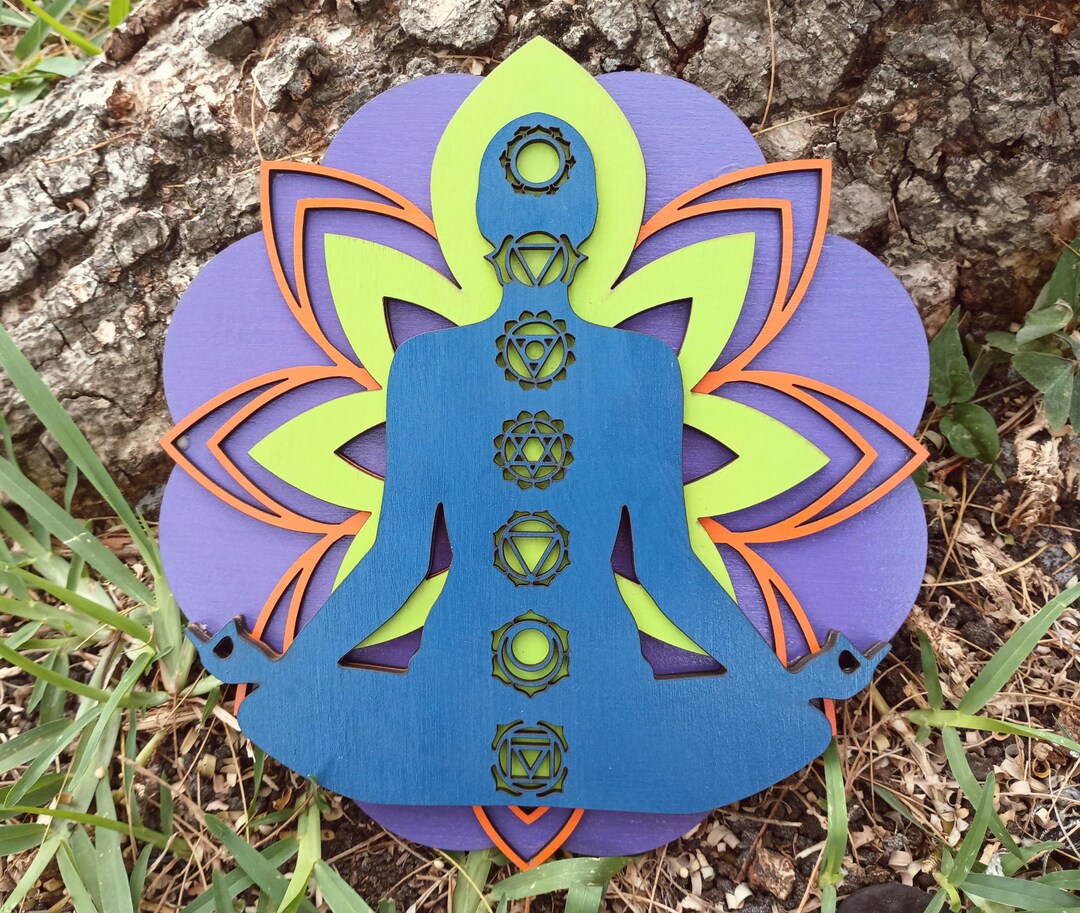 Mandala Chakras Wooden Wall Art: Yoga Spiritual Decor - Etsy