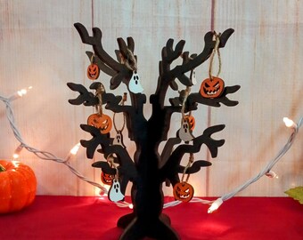 3D Haunted Tree: Laser Cut Wood Halloween Decor with Pumpkins & Ghosts