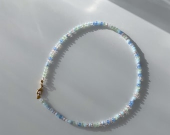 VALE NECKLACE - Beaded Choker Necklace Multicolor Jewelry Beaded Blue Beach Necklace Gift for Friend Blue Necklace Beachy Jewelry Summer