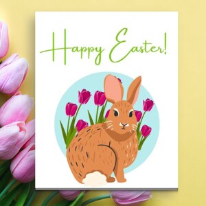 Carte de Joyeuses Pâques - Carte de Pâques imprimable avec lapin de Pâques