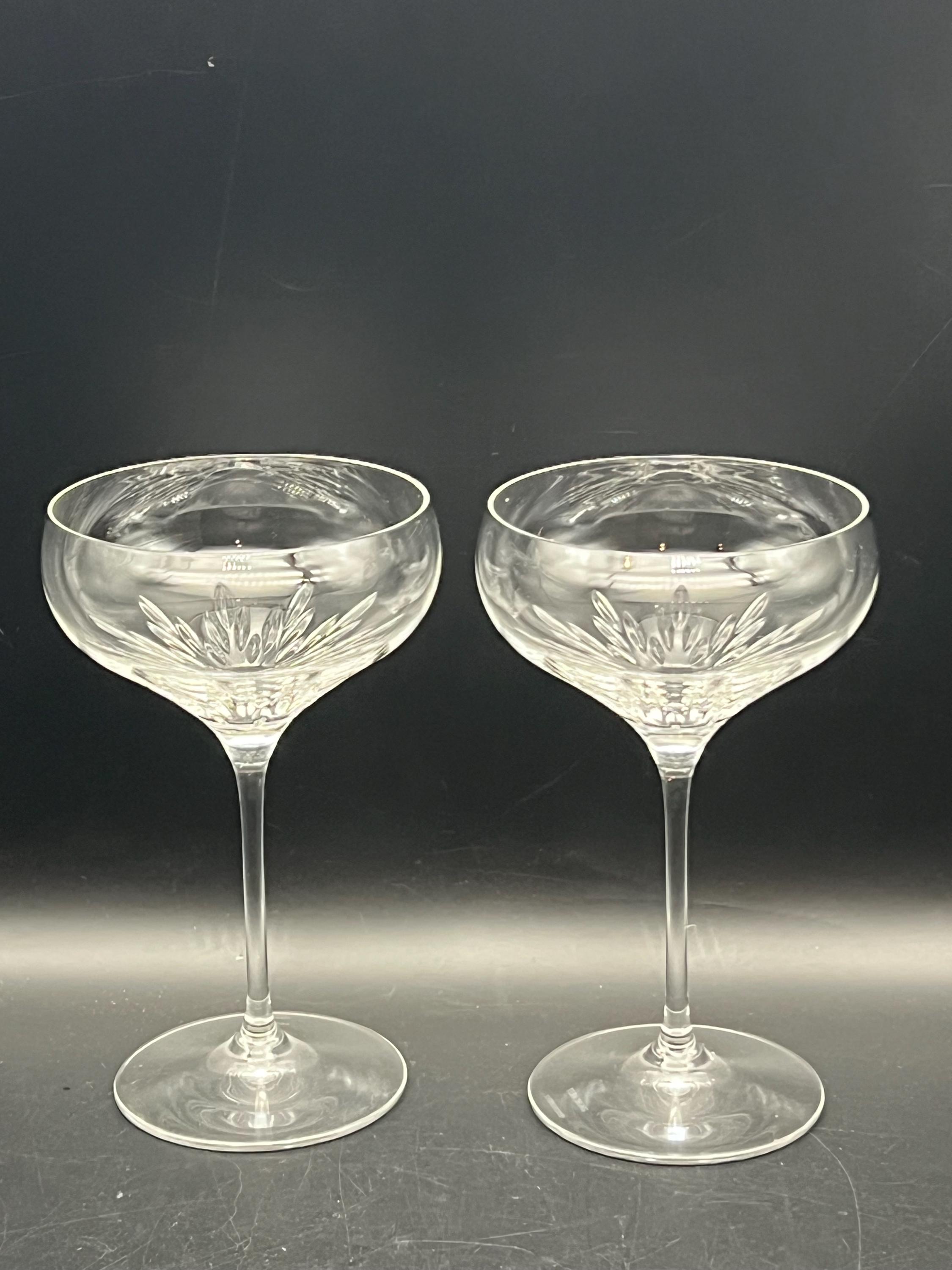Two Vera Wang Wedgwood Duchesse Champagne Coupe Glasses Tall