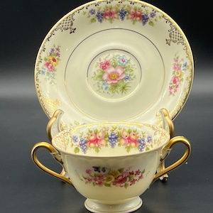 Floranada ROSENTHAL Ivory - CONTINENTAL Footed Bouillon Cup and Saucer