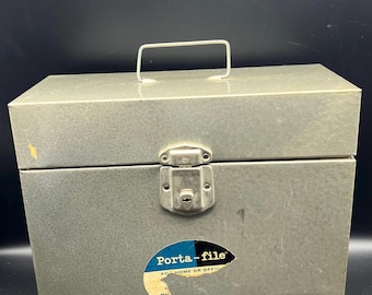 Vintage Porta-File Box Metal File Box Office Supply  10 x 5.5 x 12.5