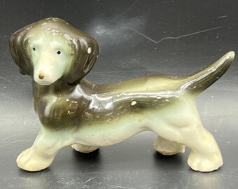 Vintage Ceramic Dachshund Dog Puppy Figurine, Size- 2.75" x 4.25"