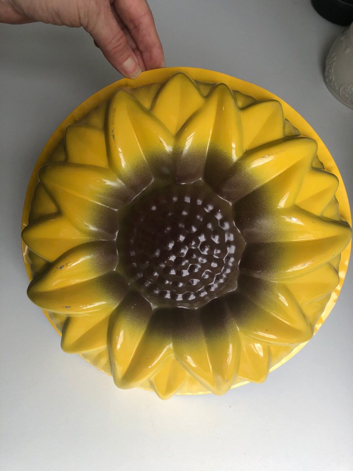Vintage Sunflower Bundt Pan Mold Enamelware Cake Pan Etsy