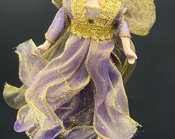 Large Angel Purple and Gold Christmas Ornament 7”