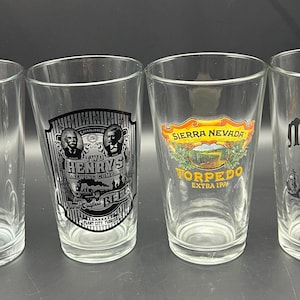 Brewery Craft Beer Pint Glasses - Your Choice - Two Henrys Brewing, Mission Brewery, Sierra Nevada, Funky Buddha Brewery