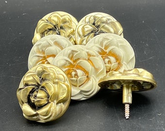 Mid Century Vintage Kirsch Gold or White Flower Rose  Plastic Drapery Curtan Tieback Holders - 2” Rare Hard to Find