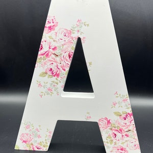 Letter A Shabby Chic Roses 8.5” Home Decor Wall Decor