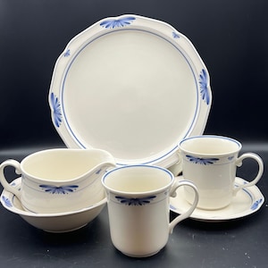 Noritake Dutch Tile Creamer, Plates, Mugs, Bowl