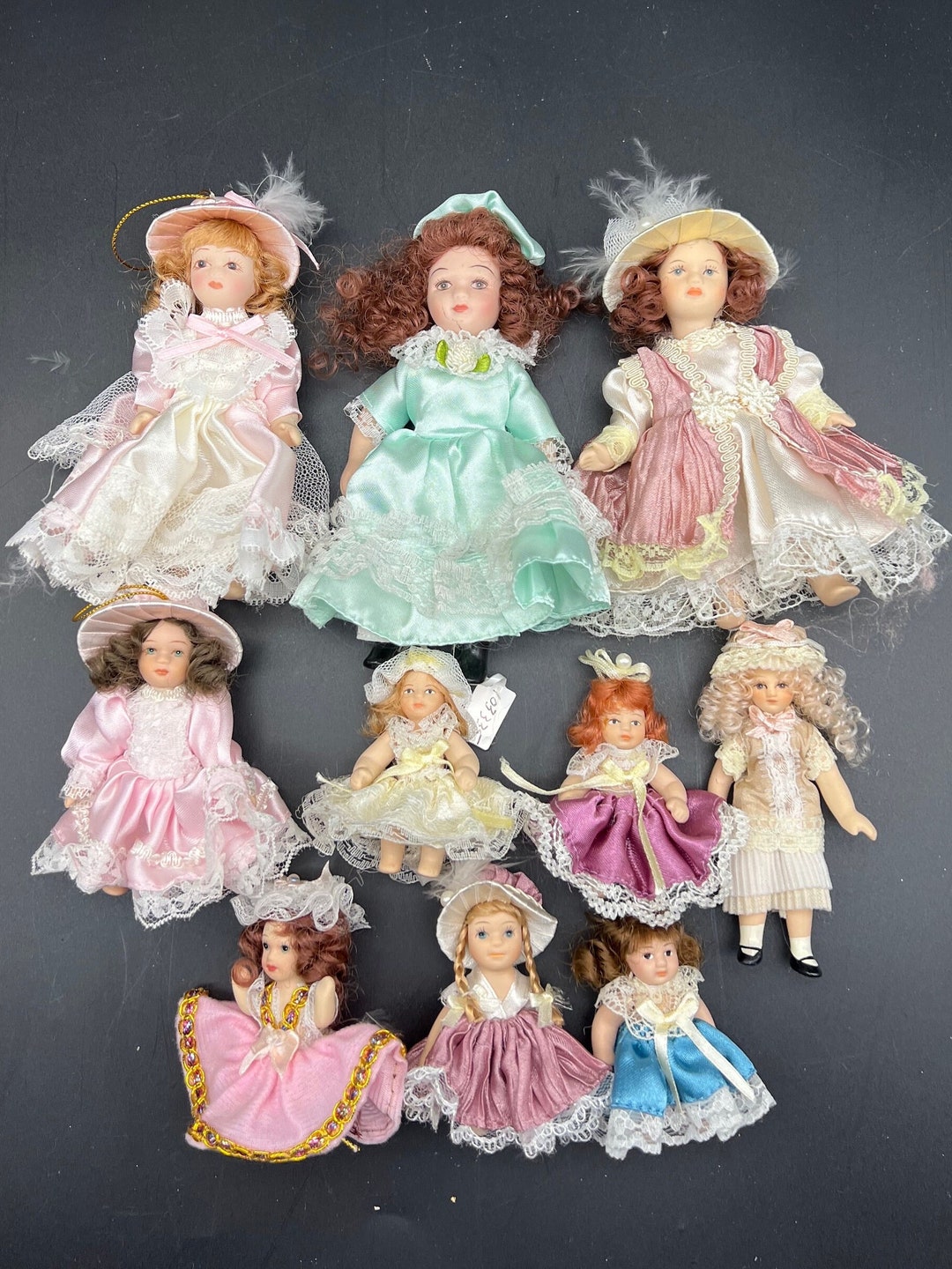 Ten Small Porcelain Doll Ornaments Decor Etsy